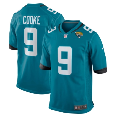 Men's Jacksonville Jaguars Logan Cooke Teal Game Jersey 01