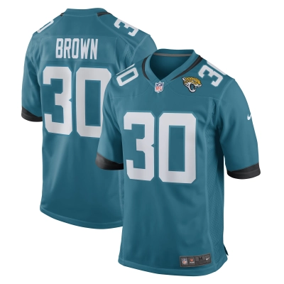 Men's Jacksonville Jaguars Montaric Brown Teal Game Player Jersey 01