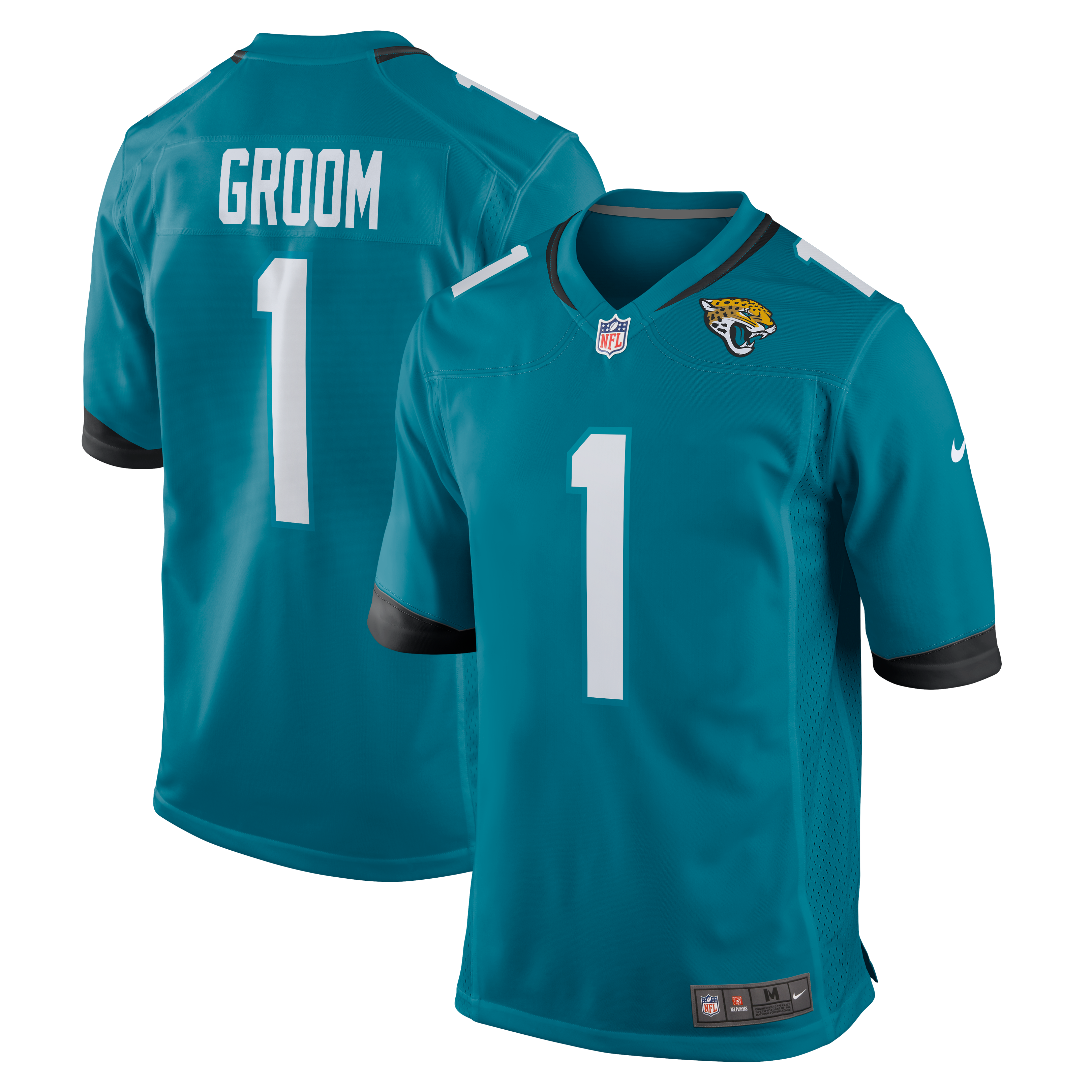 Men's Jacksonville Jaguars Number 1 Groom Teal Game Jersey