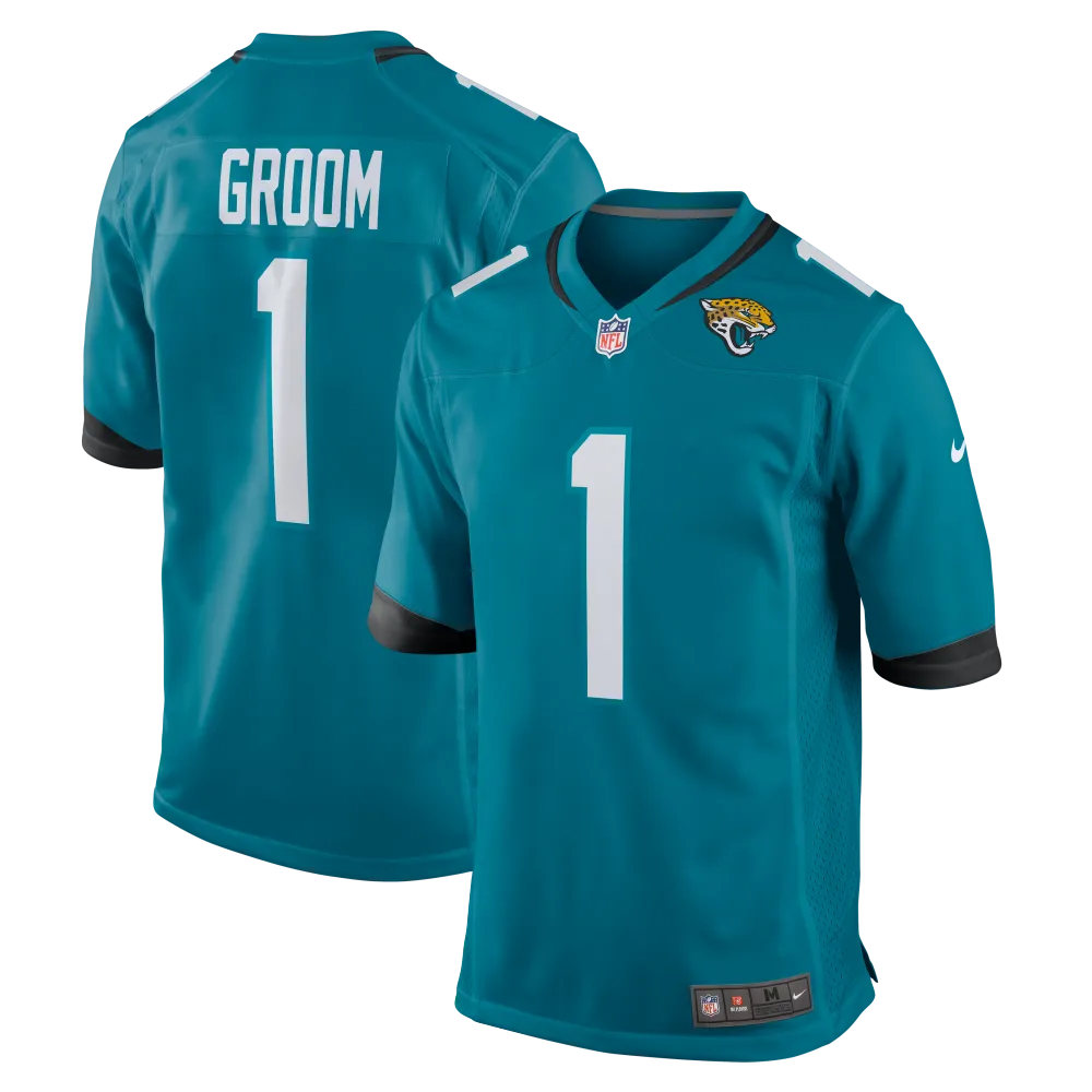 Men's Jacksonville Jaguars Number 1 Groom Teal Game Jersey