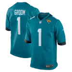 Men's Jacksonville Jaguars Number 1 Groom Teal Game Jersey