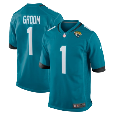 Men's Jacksonville Jaguars Number 1 Groom Teal Game Jersey 01