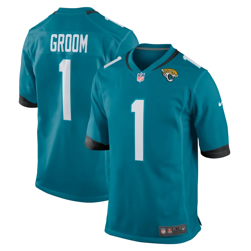 Men's Jacksonville Jaguars Number 1 Groom Teal Game Jersey