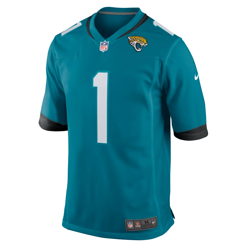 Men's Jacksonville Jaguars Number 1 Groom Teal Game Jersey