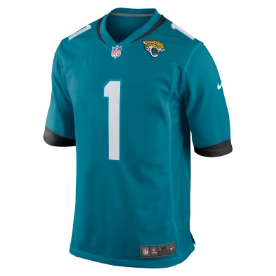 Men's Jacksonville Jaguars Number 1 Groom Teal Game Jersey 02