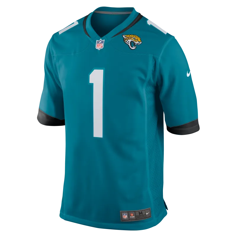 Men's Jacksonville Jaguars Number 1 Groom Teal Game Jersey