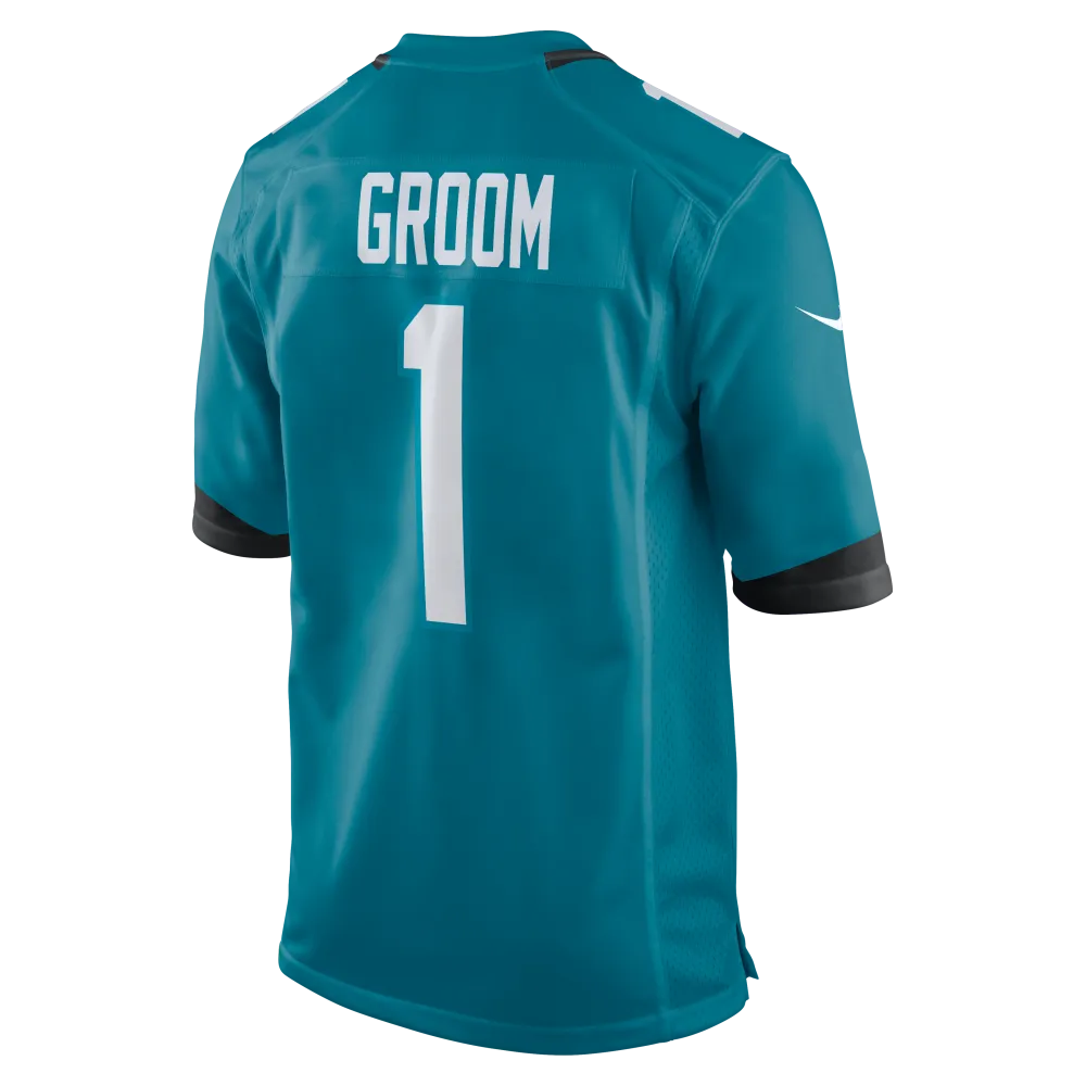 Men's Jacksonville Jaguars Number 1 Groom Teal Game Jersey
