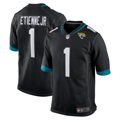 Men's Jacksonville Jaguars Travis Etienne Black Game Jersey 01
