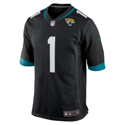 Men's Jacksonville Jaguars Travis Etienne Black Game Jersey 02