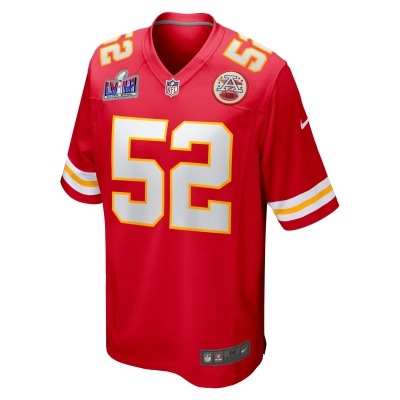 Men's Kansas City Chiefs Creed Humphrey Red Super Bowl LVIII Game Jersey 02