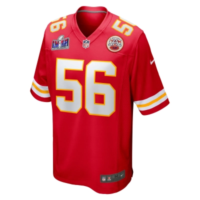 Men's Kansas City Chiefs George Karlaftis Red Super Bowl LVIII Game Jersey 02