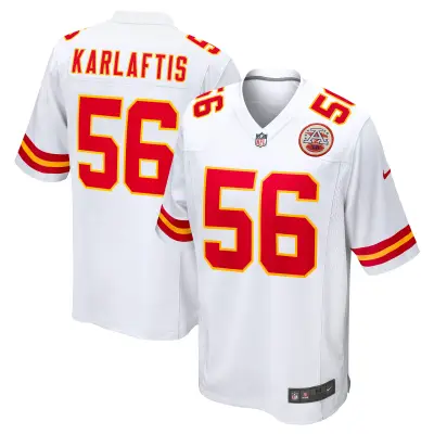 Men's Kansas City Chiefs George Karlaftis White Away Game Player Jersey 01