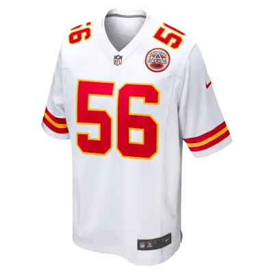 Men's Kansas City Chiefs George Karlaftis White Away Game Player Jersey 02