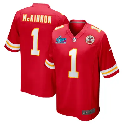 Men's Kansas City Chiefs Jerick McKinnon Red Super Bowl LVII (2022 Season) Patch Game Jersey 01