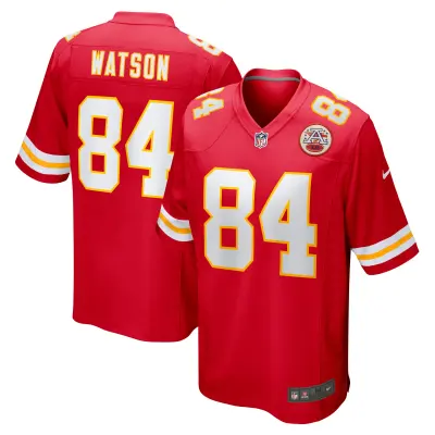 Men's Kansas City Chiefs Justin Watson Red Game Player Jersey 01