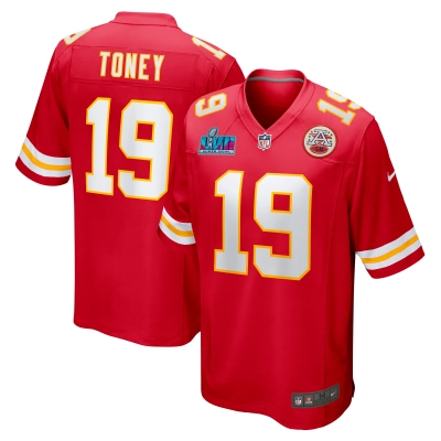 Men's Kansas City Chiefs Kadarius Toney Red Super Bowl LVII (2022 Season) Patch Game Jersey 01