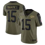 Men's Kansas City Chiefs Patrick Mahomes Olive Salute To Service Limited Player Jersey