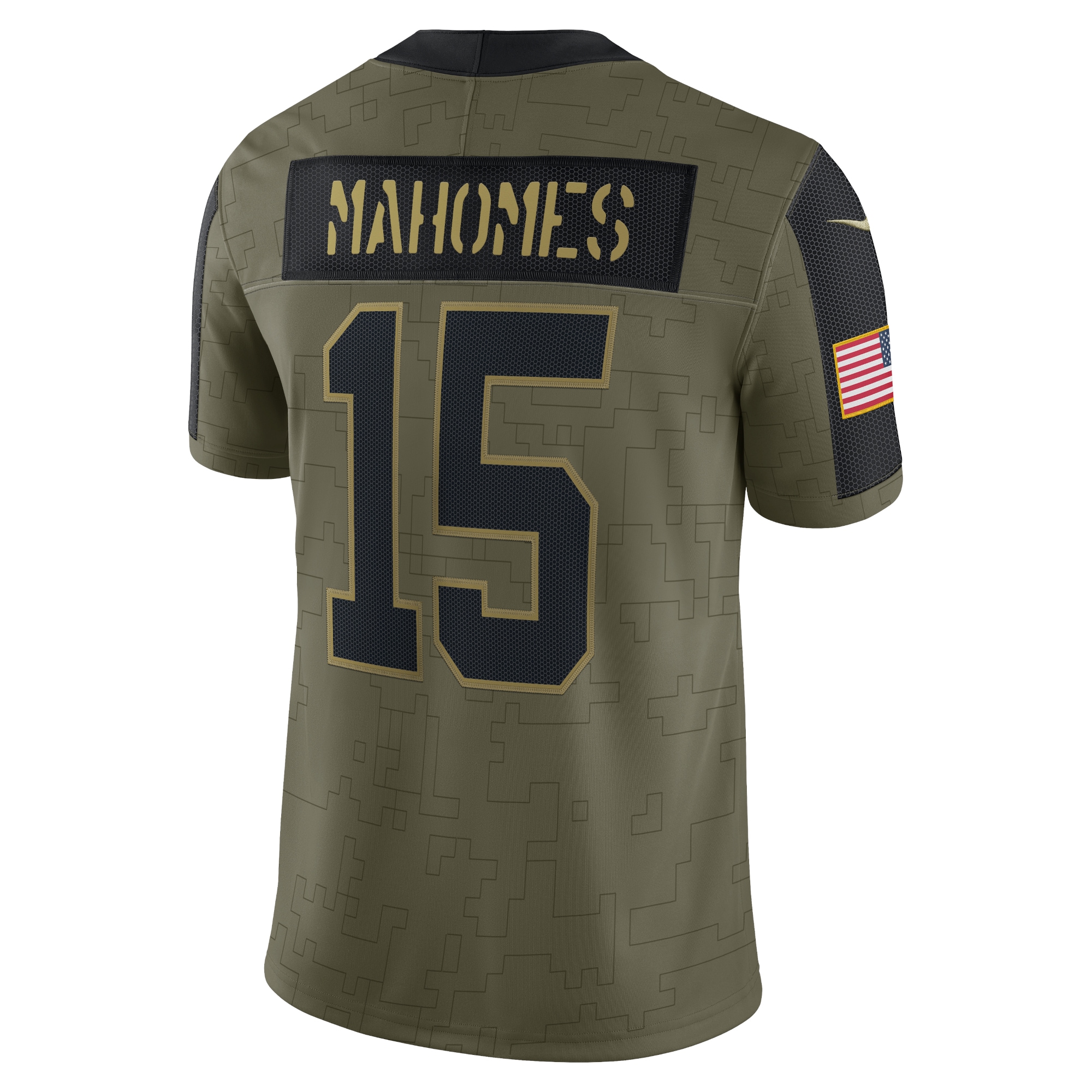 Men's Kansas City Chiefs Patrick Mahomes Olive Salute To Service Limited Player Jersey
