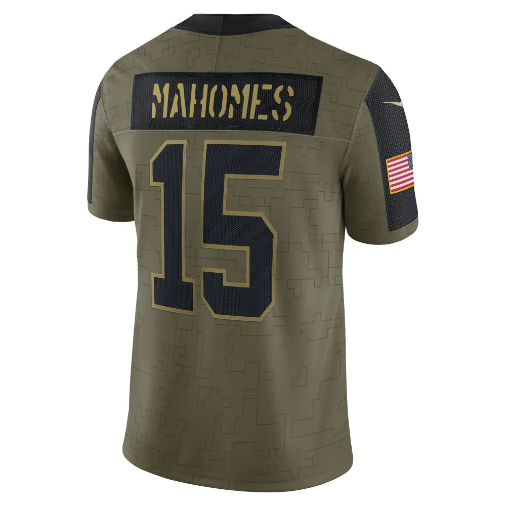 Men's Kansas City Chiefs Patrick Mahomes Olive Salute To Service Limited Player Jersey