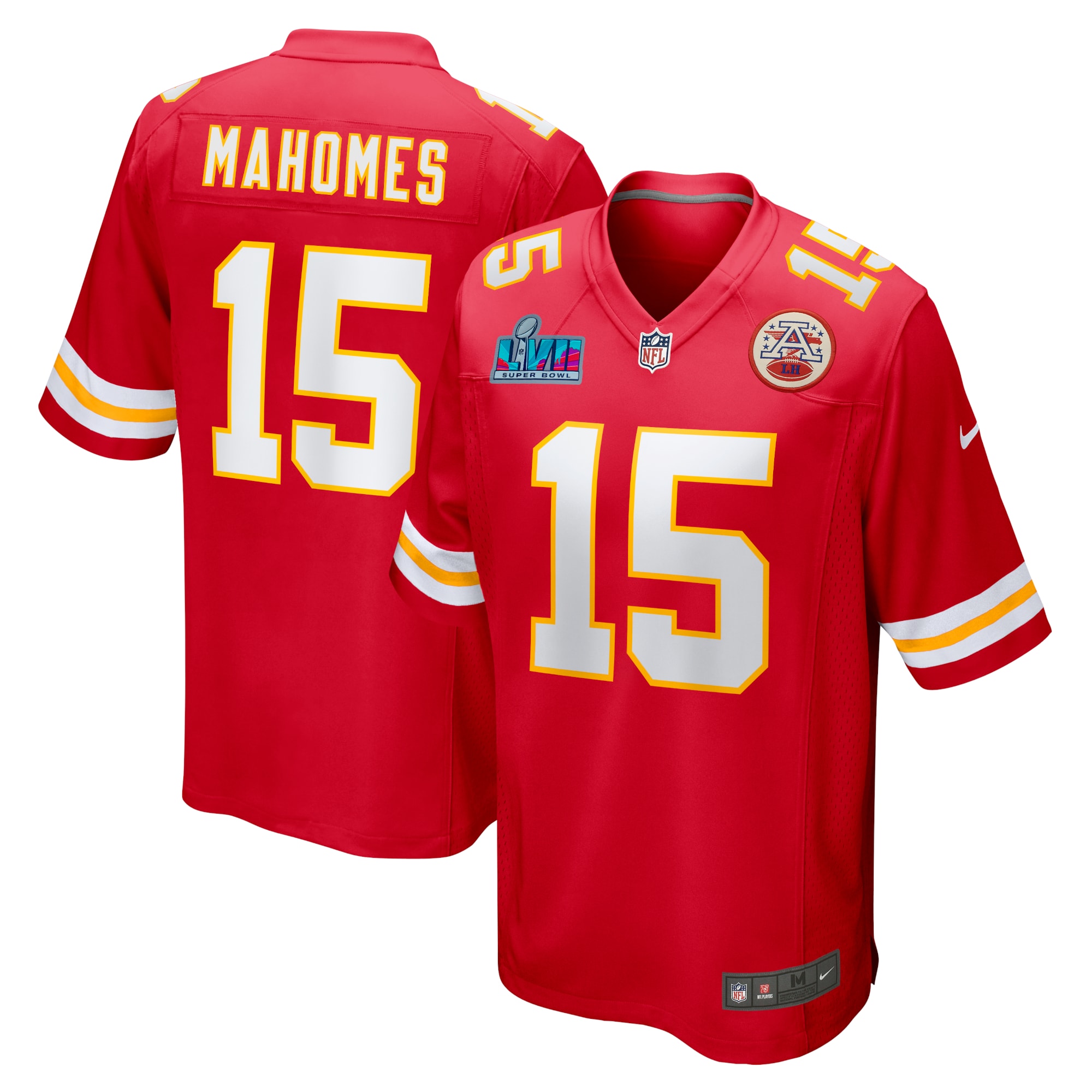 Men's Kansas City Chiefs Patrick Mahomes Red Super Bowl LVII (2022 Season) Patch Game Jersey