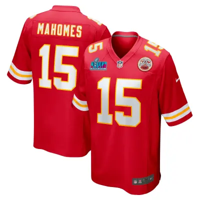 Men's Kansas City Chiefs Patrick Mahomes Red Super Bowl LVII (2022 Season) Patch Game Jersey 01
