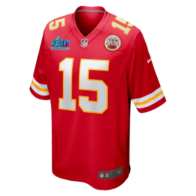 Men's Kansas City Chiefs Patrick Mahomes Red Super Bowl LVII (2022 Season) Patch Game Jersey 02