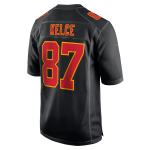 Men's Kansas City Chiefs Travis Kelce Black Super Bowl LVIII Carbon Fashion Game Player Jersey