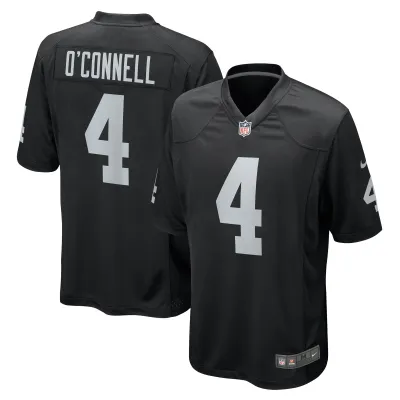 Men's Las Vegas Raiders Aidan O'Connell Black Game Jersey 01