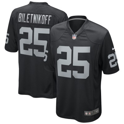 Men's Las Vegas Raiders Fred Biletnikoff Black Game Retired Player Jersey 01