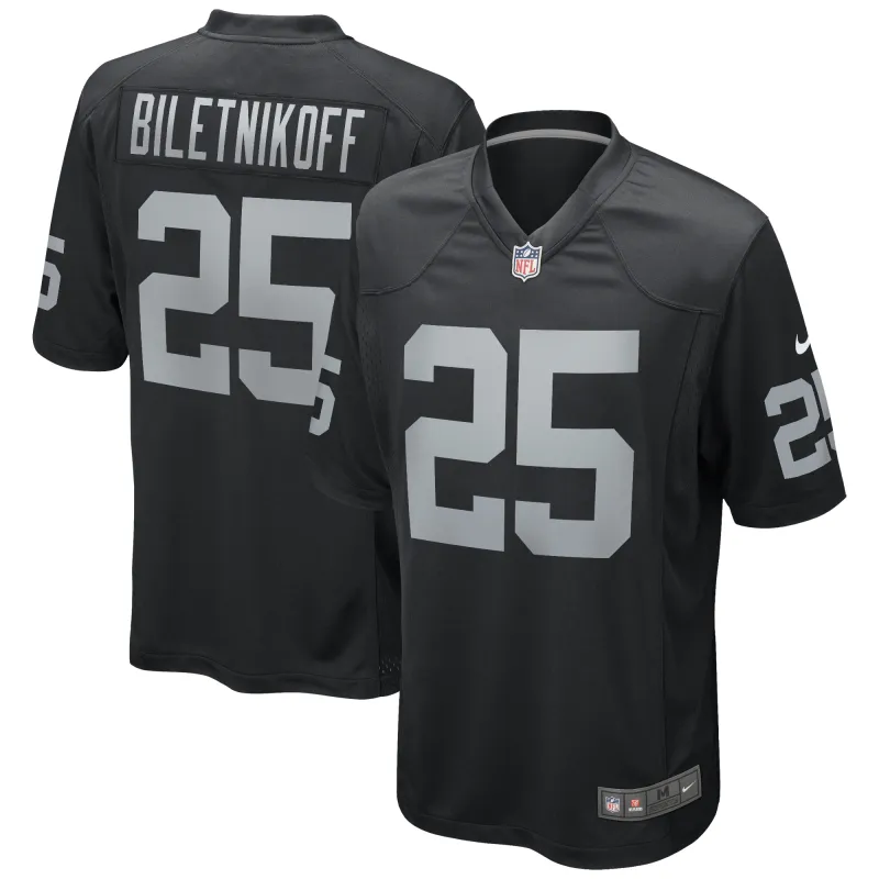 Men's Las Vegas Raiders Fred Biletnikoff Black Game Retired Player Jersey