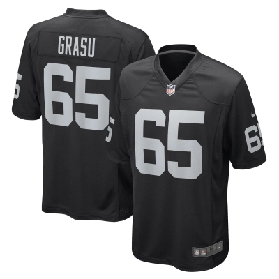 Men's Las Vegas Raiders Hroniss Grasu Black Game Player Jersey 01