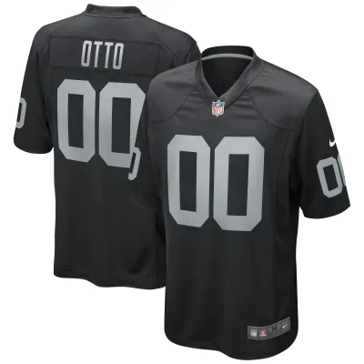 Men's Las Vegas Raiders Jim Otto Black Game Retired Player Jersey 01