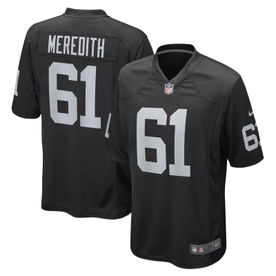 Men's Las Vegas Raiders Jordan Meredith Black Game Player Jersey 01