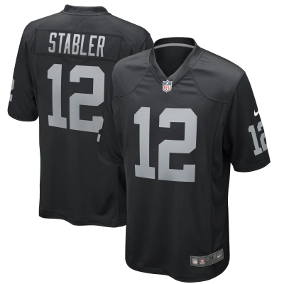 Men's Las Vegas Raiders Ken Stabler Black Game Retired Player Jersey 01