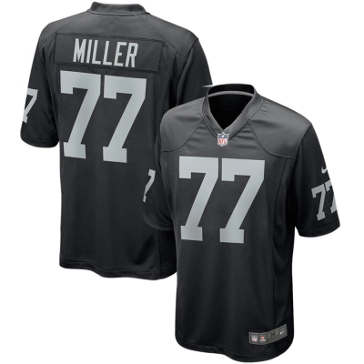 Men's Las Vegas Raiders Kolton Miller Black Game Player Jersey 01
