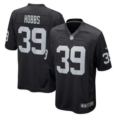 Men's Las Vegas Raiders Nate Hobbs Black Game Jersey 01