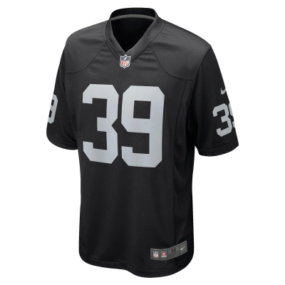 Men's Las Vegas Raiders Nate Hobbs Black Game Jersey 02