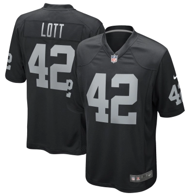 Men's Las Vegas Raiders Ronnie Lott Black Game Retired Player Jersey 01