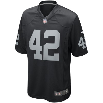 Men's Las Vegas Raiders Ronnie Lott Black Game Retired Player Jersey 02