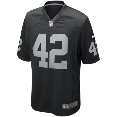 Men's Las Vegas Raiders Ronnie Lott Black Game Retired Player Jersey 02