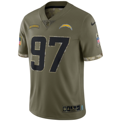 Men's Los Angeles Chargers Olive 2022 Salute To Service Limited Jersey 02