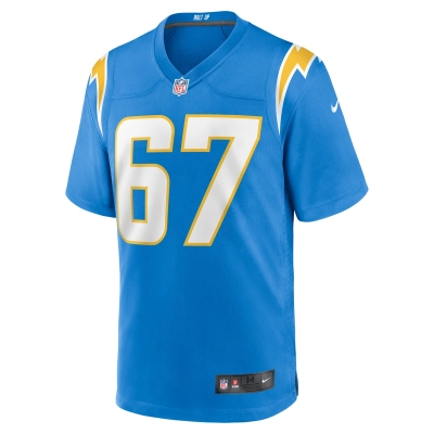 Men's Los Angeles Chargers Alex Leatherwood Powder Blue Team Game Jersey 02