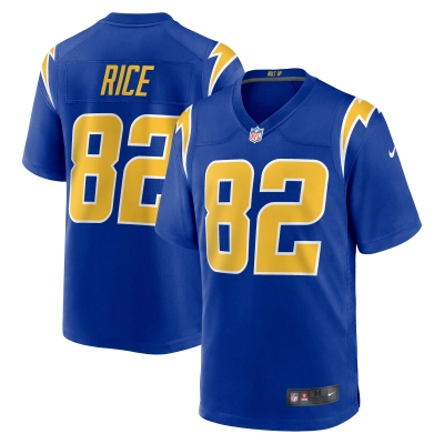 Men's Los Angeles Chargers Brenden Rice Royal 2024 NFL Draft 2nd Alternate Game Player Jersey 01