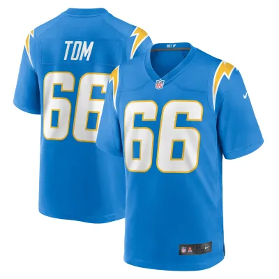 Men's Los Angeles Chargers Cameron Tom Powder Blue Game Jersey 01