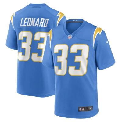 Men's Los Angeles Chargers Deane Leonard Powder Blue Game Player Jersey 01