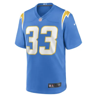Men's Los Angeles Chargers Deane Leonard Powder Blue Game Player Jersey 02