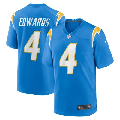 Men's Los Angeles Chargers Gus Edwards Powder Blue Game Jersey 01