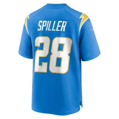 Men's Los Angeles Chargers Isaiah Spiller Powder Blue Game Jersey 01