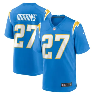 Men's Los Angeles Chargers J.K. Dobbins Powder Blue Team Game Jersey 01