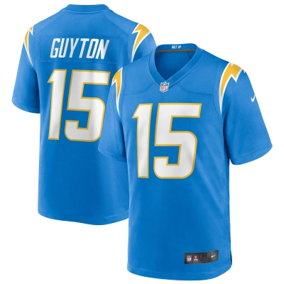 Men's Los Angeles Chargers Jalen Guyton Powder Blue Game Player Jersey 01